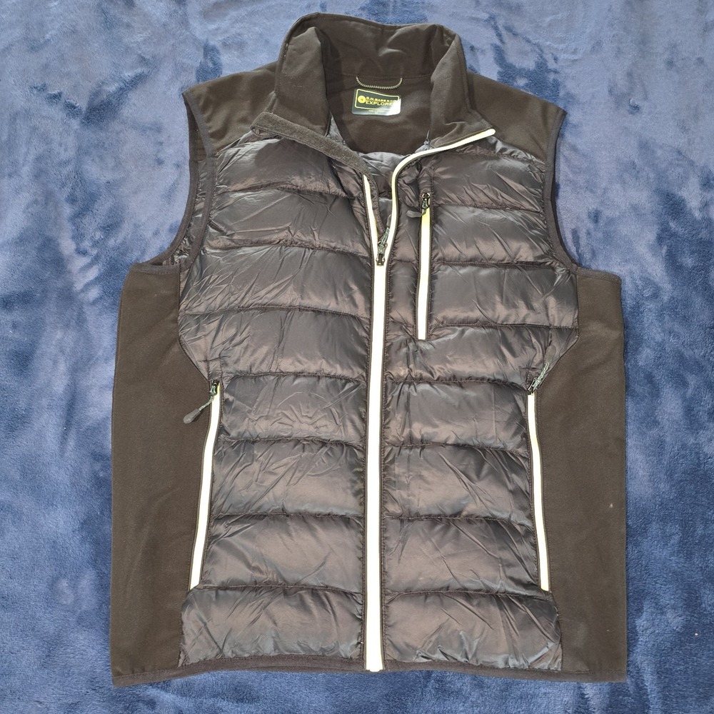 GH Bass Co Explorer Mens Fleece Vest Zip Up Fishing Duck Down Puffer Size Medium